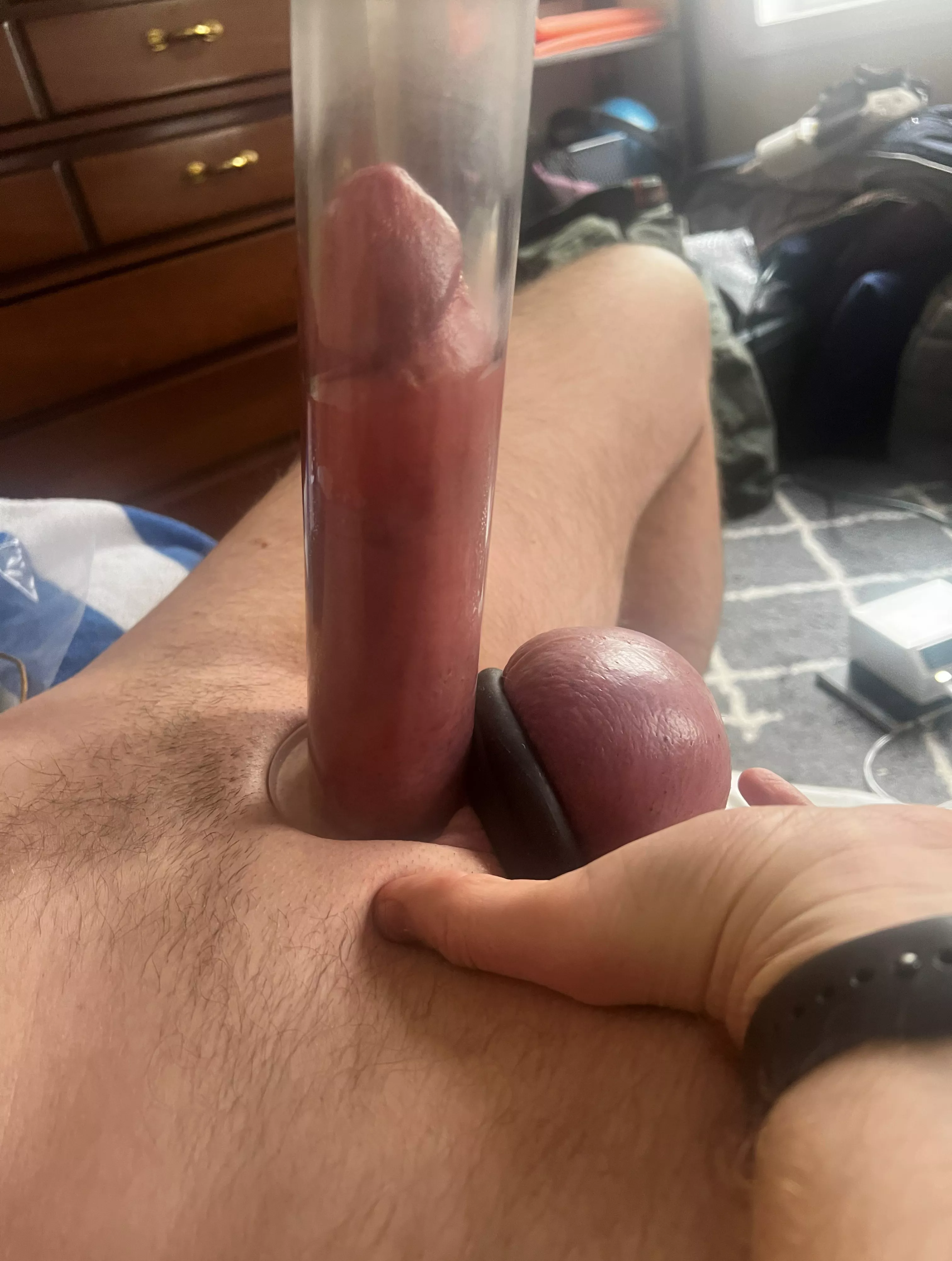 My Bro Pumps His Cock While I Tap On His Sack