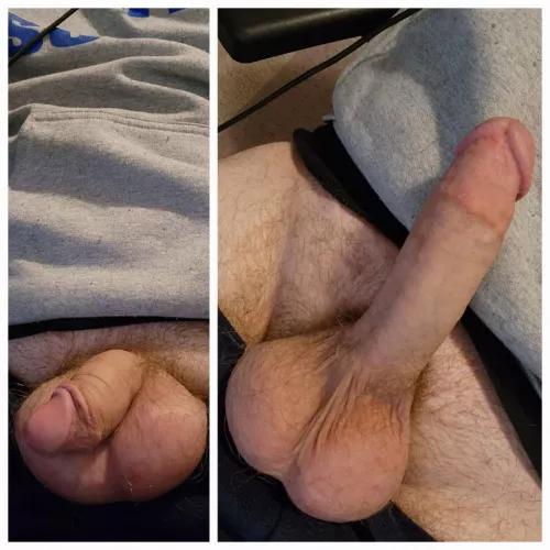 My cock is 7.5 inches, so you do the math on how big my balls are