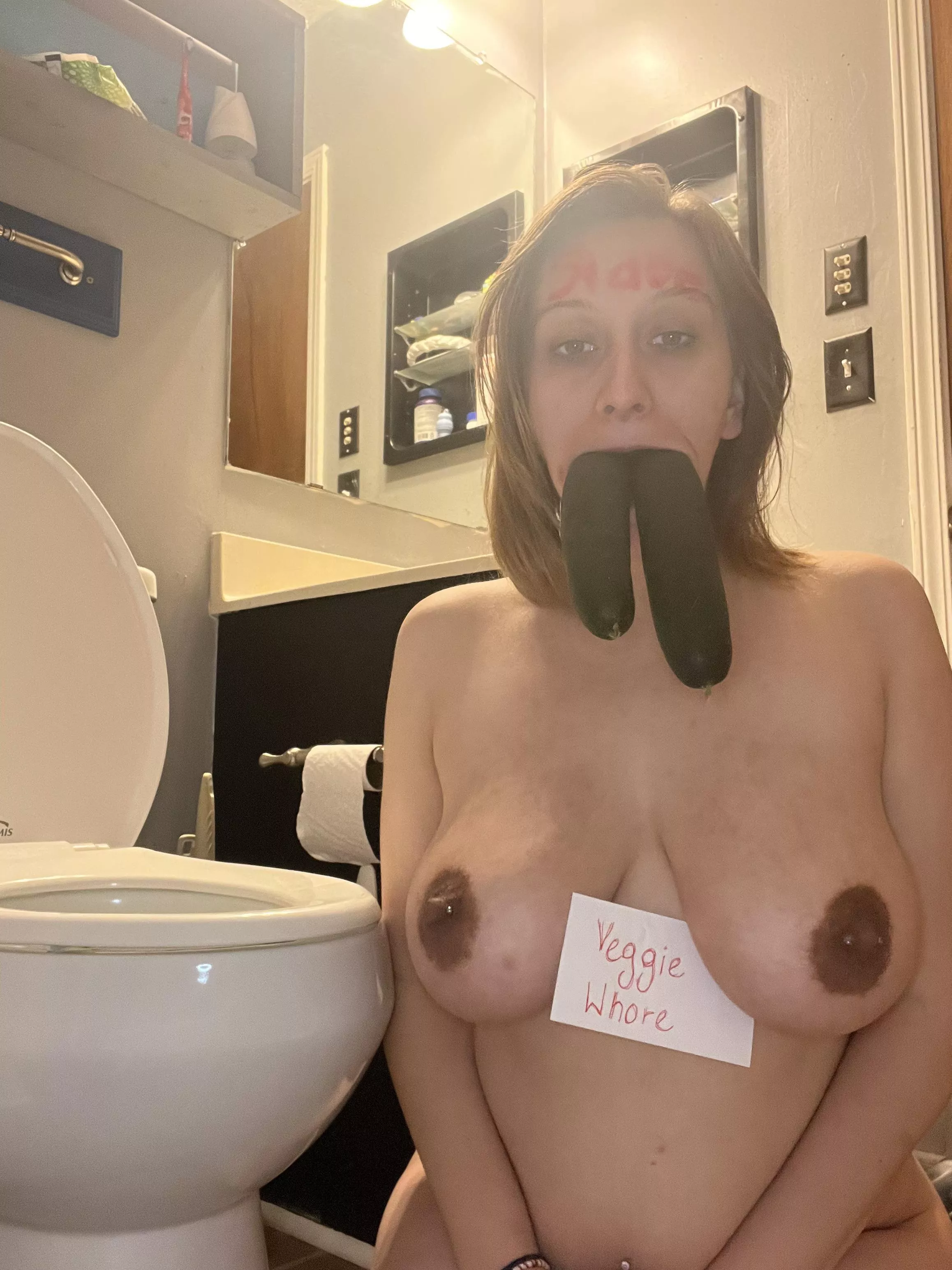 My dumb whore is a Veggie Whore today. She finally looks great!