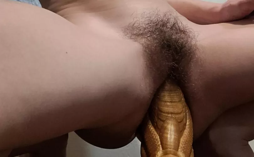 My first Bad Dragon dildo!! Orochi size large...fuck, it feels so good stretching my pussy with this bad boy.🥵💦