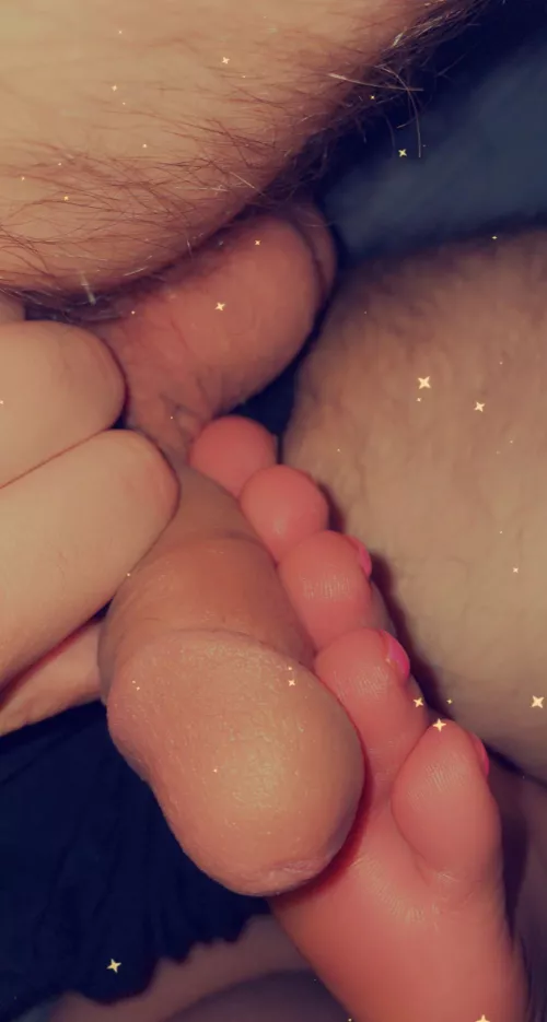 My friend talked me into letting him put it on my wife’s toes while she’s taking a nap. There it is