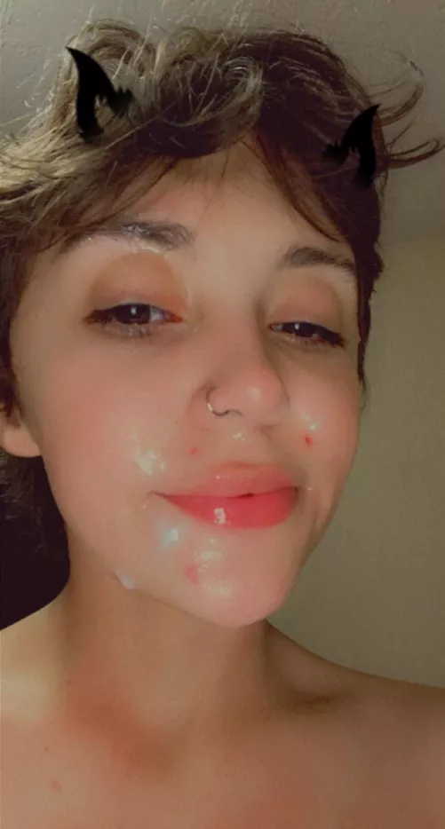 My lips look so juicy with your cum all over them😛 [OC]