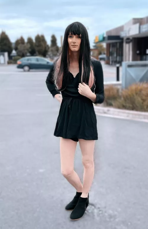 My post yesterday was my second “Official” set of photos & doing my complete transformation & going outside. This is a photo from my first time, and shows my full body, before I got my new purple wig I love! Finally accepted myself and made a