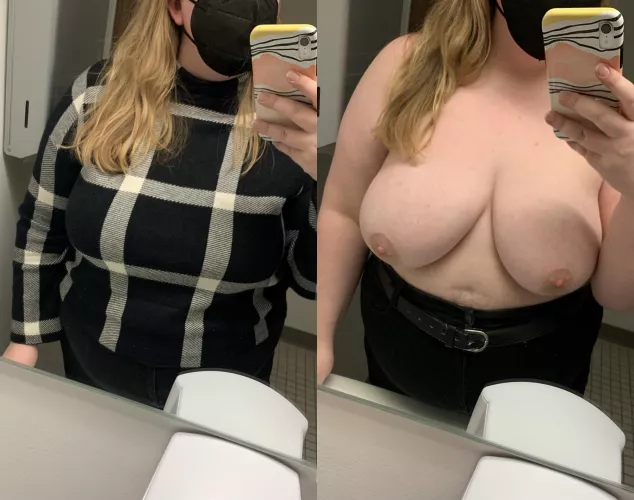 My tits always seem to be out when I’m in the office bathroom
