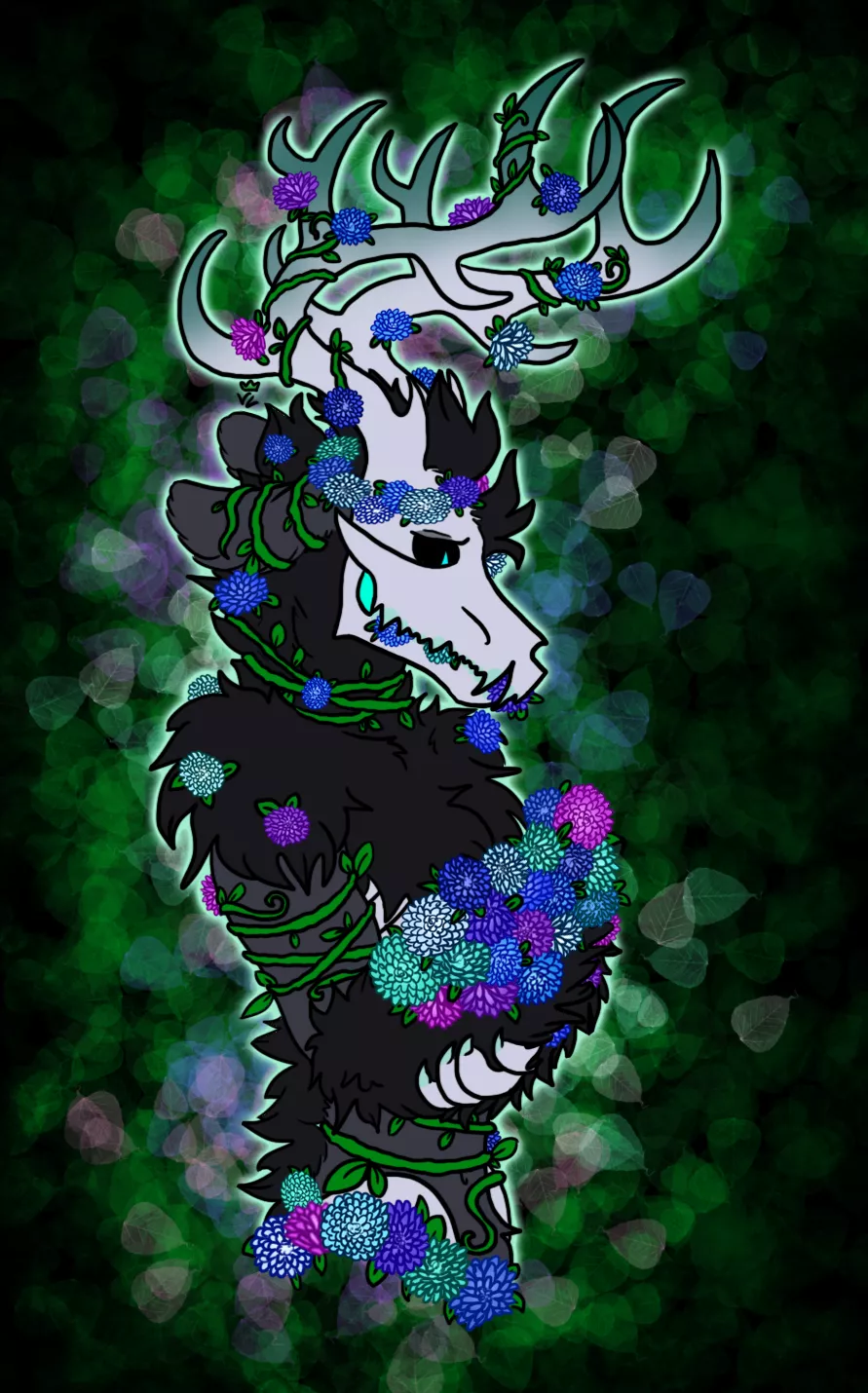 My undead druid covered in his flowers of grief (OC)