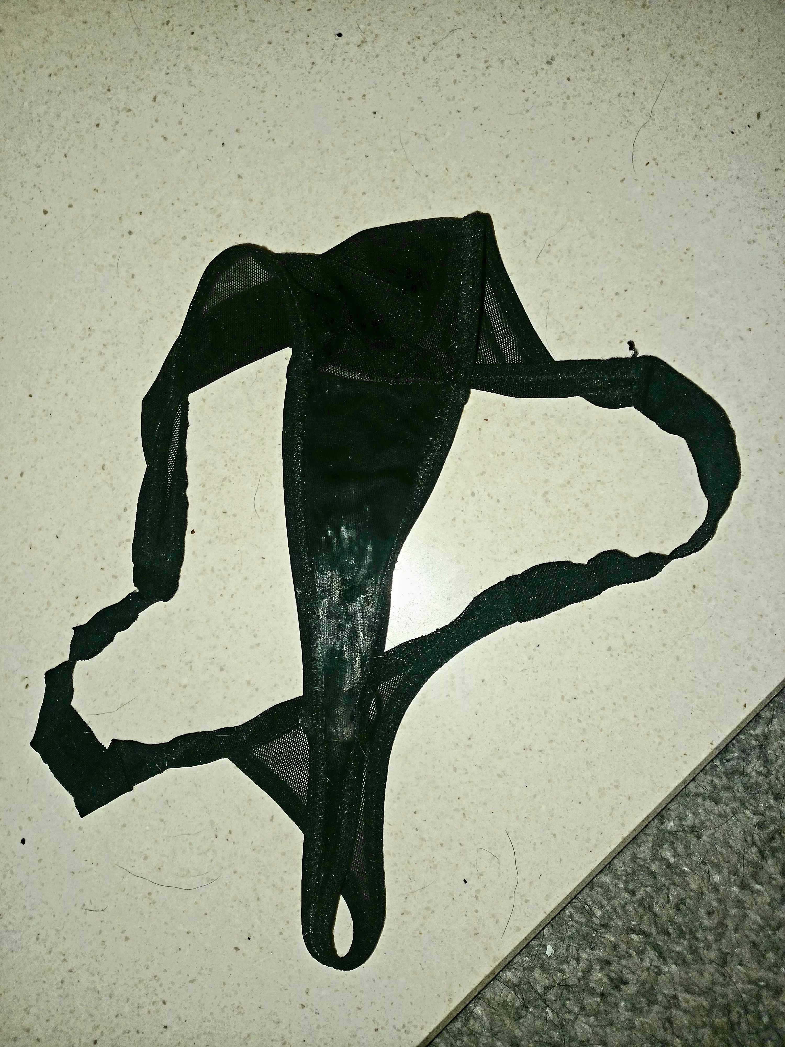 Nice black pussy stained thong