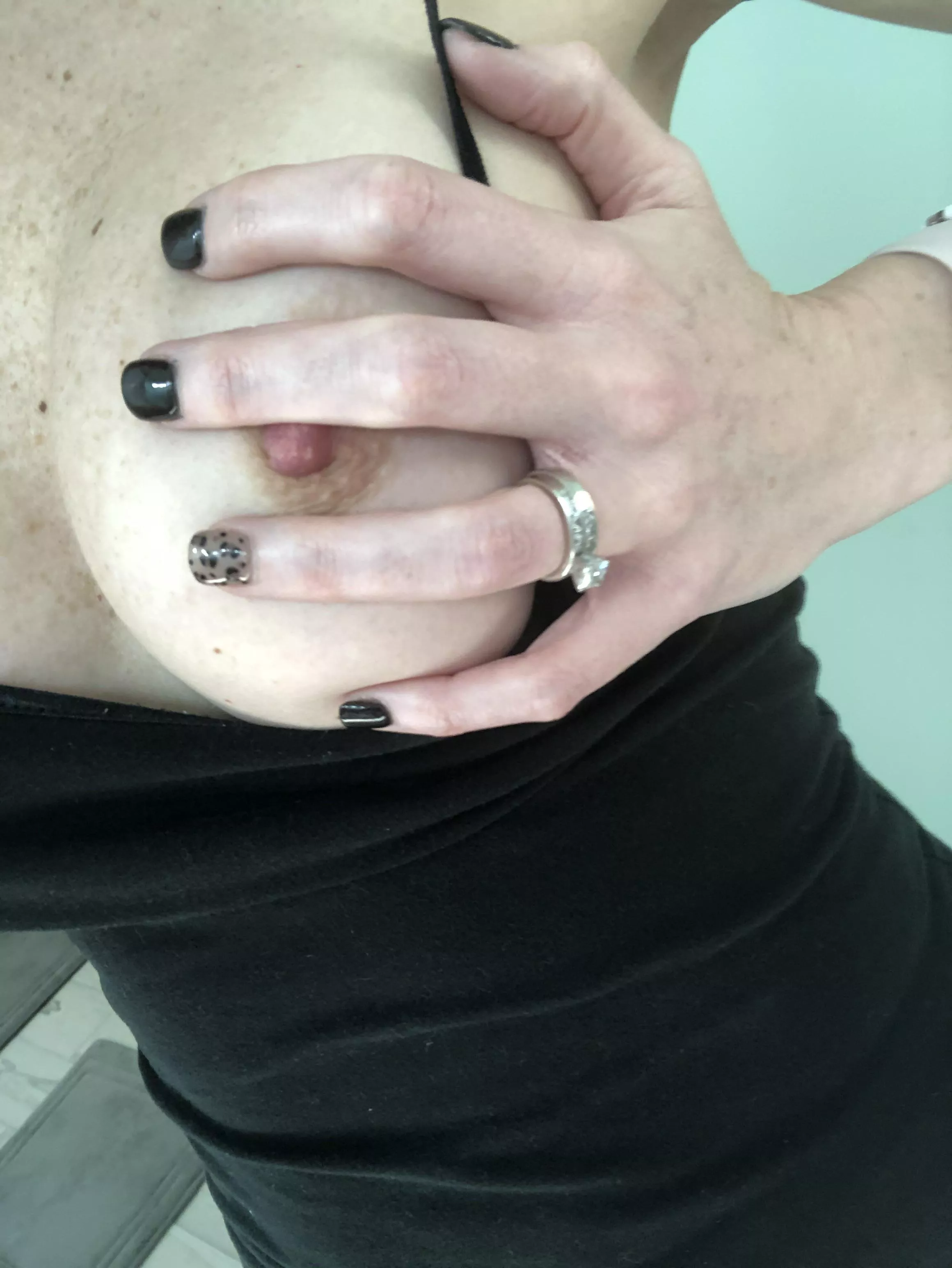 No husband tonight so I’ll have to be groping myself. (37)