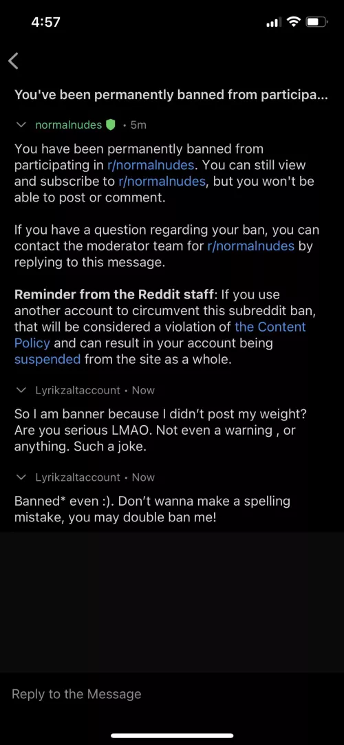 Not a nude…but as a big guy I don’t feel comfortable putting my “weight” in anything online. I posted once to this sun, and was literally banned because I didn’t put my weight in the title of my post. No warning, no nothing.