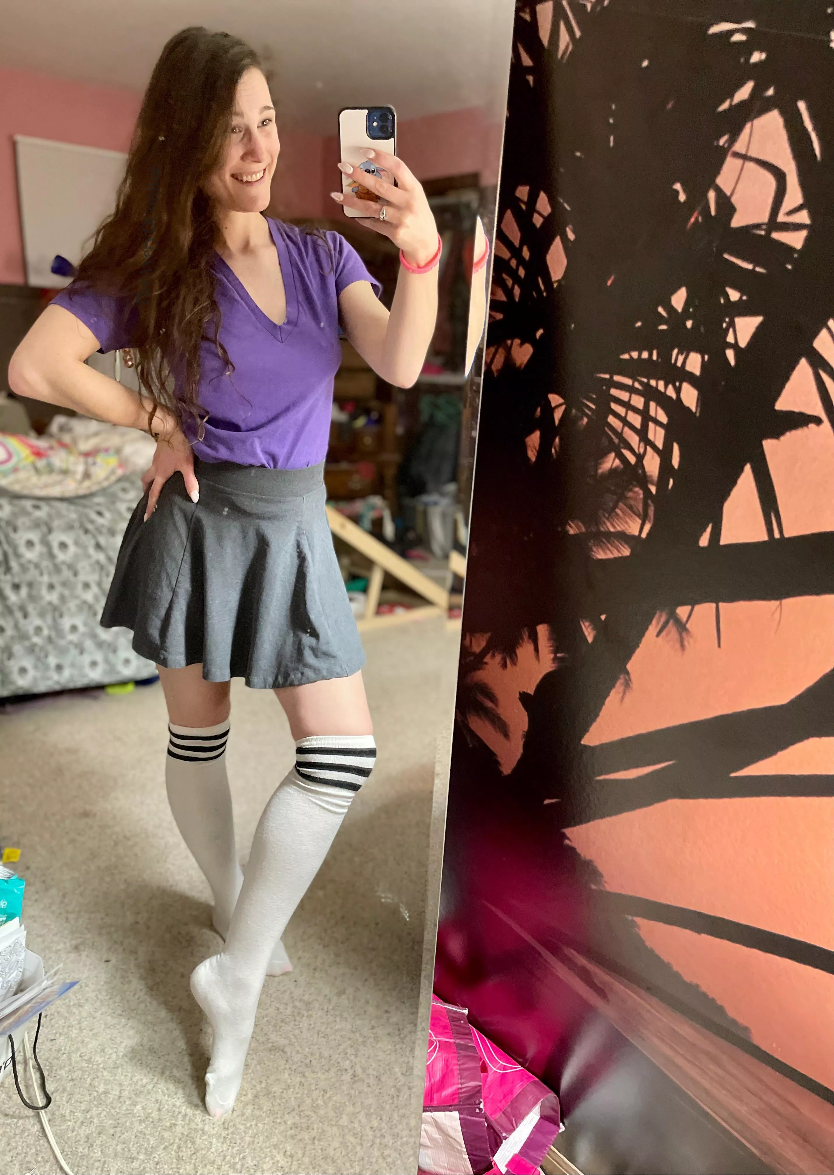 Nothing like some classic white with black stripe thigh highs, ya know?