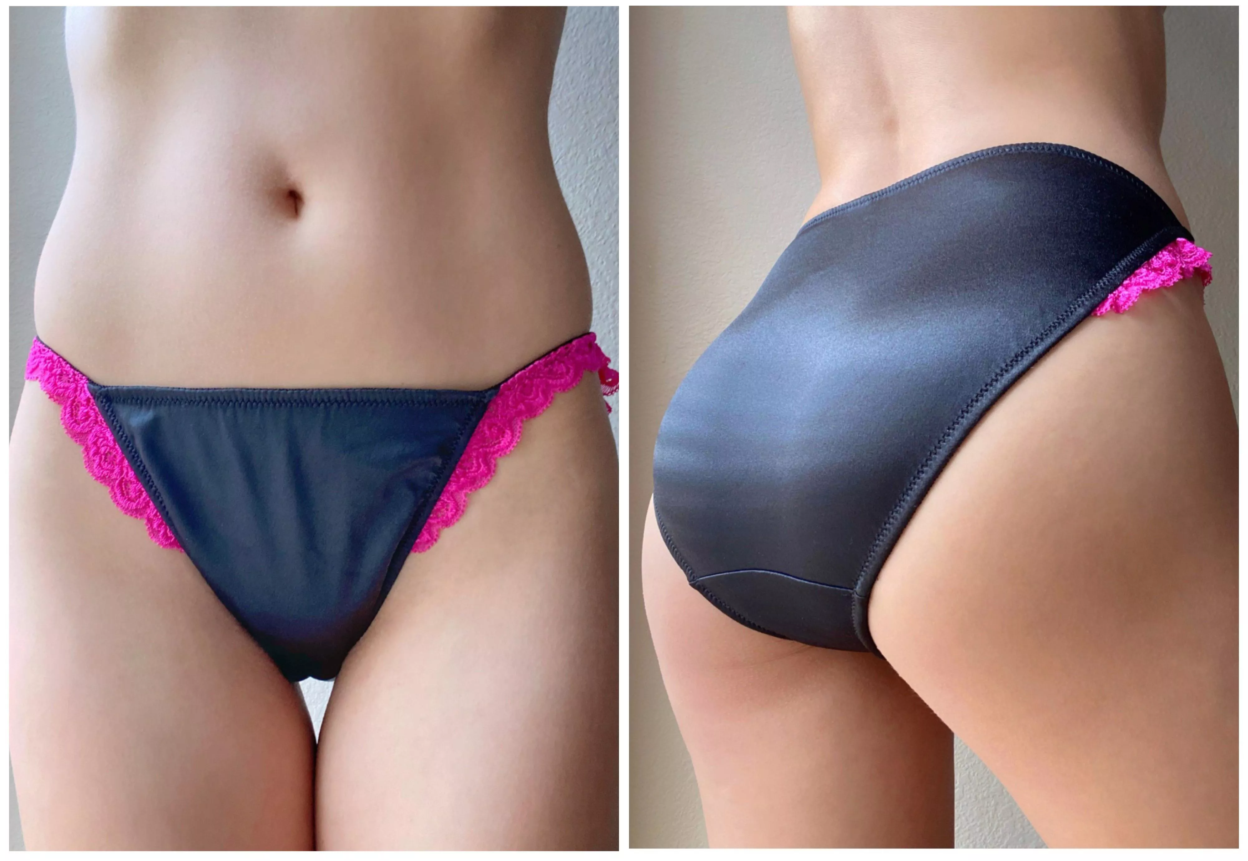 [OC] Classic satin panty, but with a hot pink frilly twist. 🔥🌸