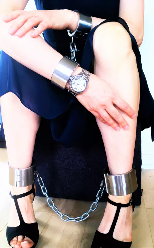 [OC] Dressed up and shackled - heavy metal bondage