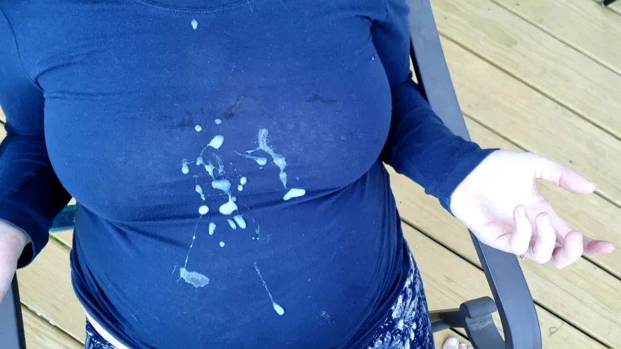 One from the summer - he came on my blouse - the first of many loads on this one