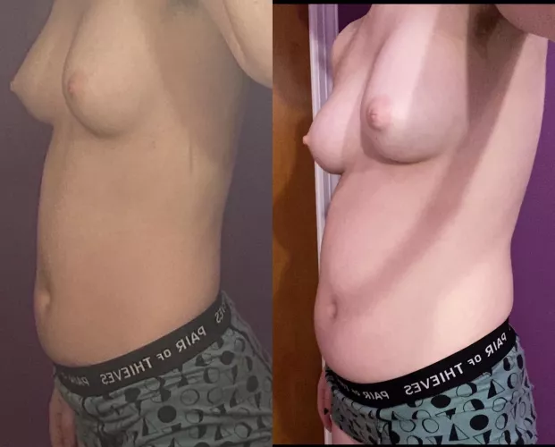 only a month and a half between these pics. u can imagine how much eating ive done..π΅
