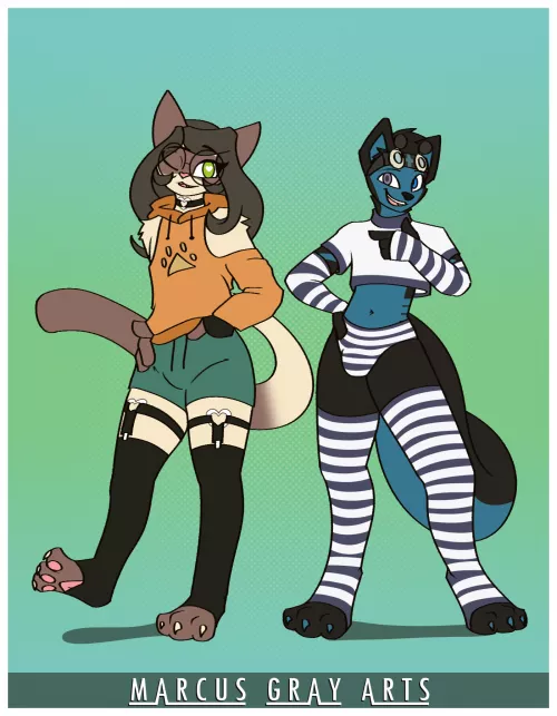 Outfits, art by me (char on the right by Leroy_Wusky)