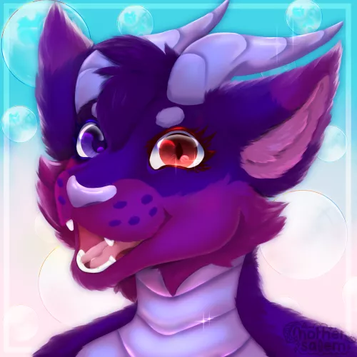 Painted Dragon Kitty Headshot for a raffle i did! (art by me, MotherSalem !)