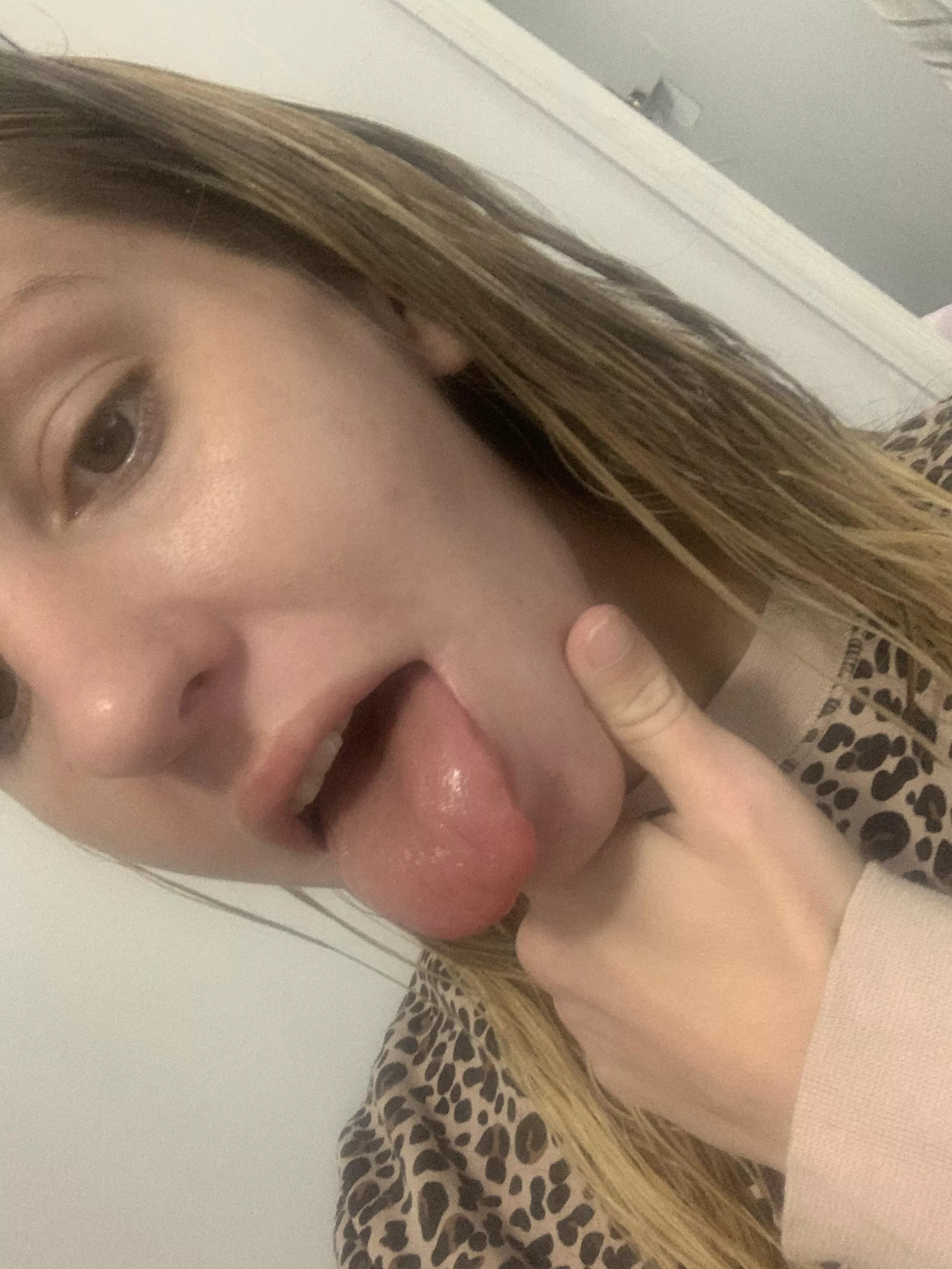 Playing around freshly showered with my tongue out