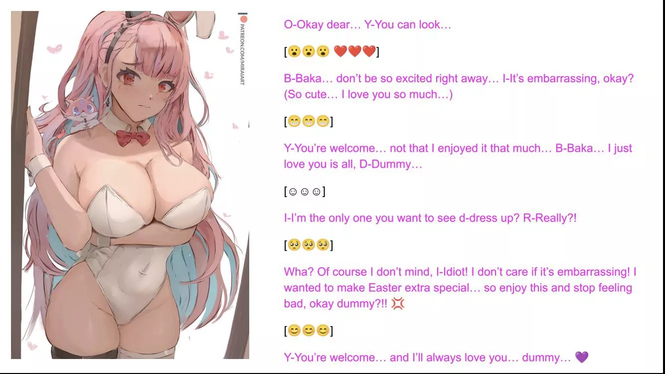 POV: Your Adorable Tsundere Girlfriend Dresses up as a bunny girl because you asked her… not like she cared THAT, much, dummy! (She was secretly overjoyed to do it for you tho 🤍) [Wholesome] [Tsundere] [Dress Up] [Bunny Girl] [Compliments] [Romance]