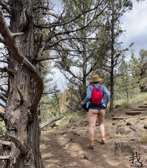 Preparing to take nature nudes requires quick change outfits and no panties