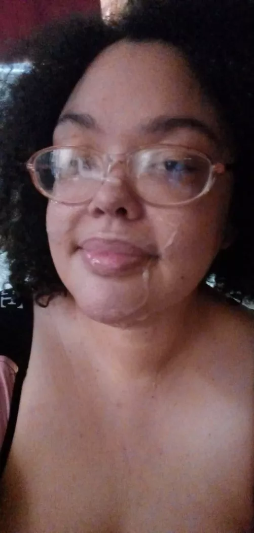 Proud of her glasses.