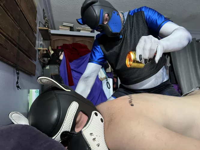 “Puppy! Did I say you could play with fire?! No! Drop it! Drop it!”