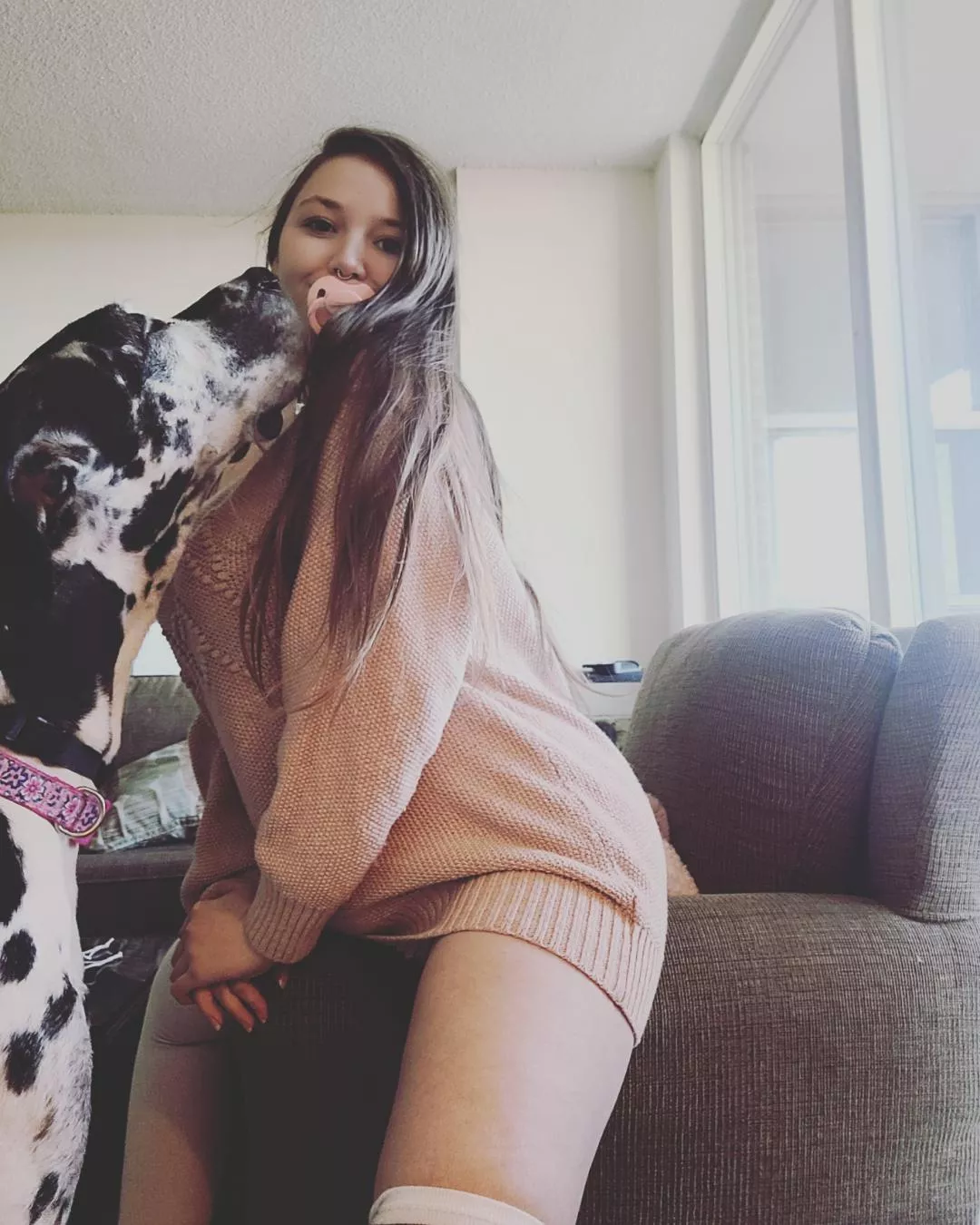 puppy kisses for little baby