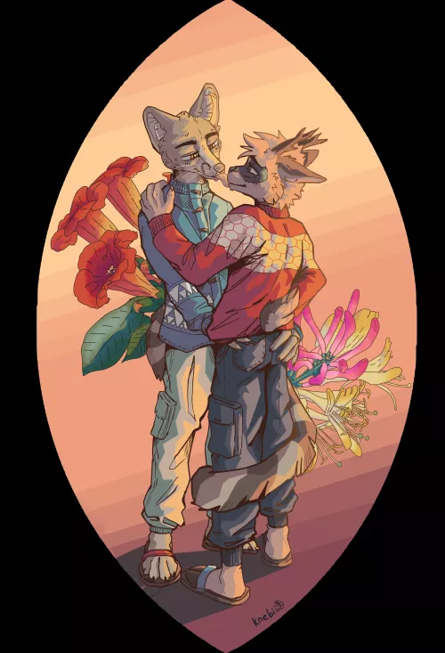 [Q] Kiss me, silly (art by Kitsunebi)