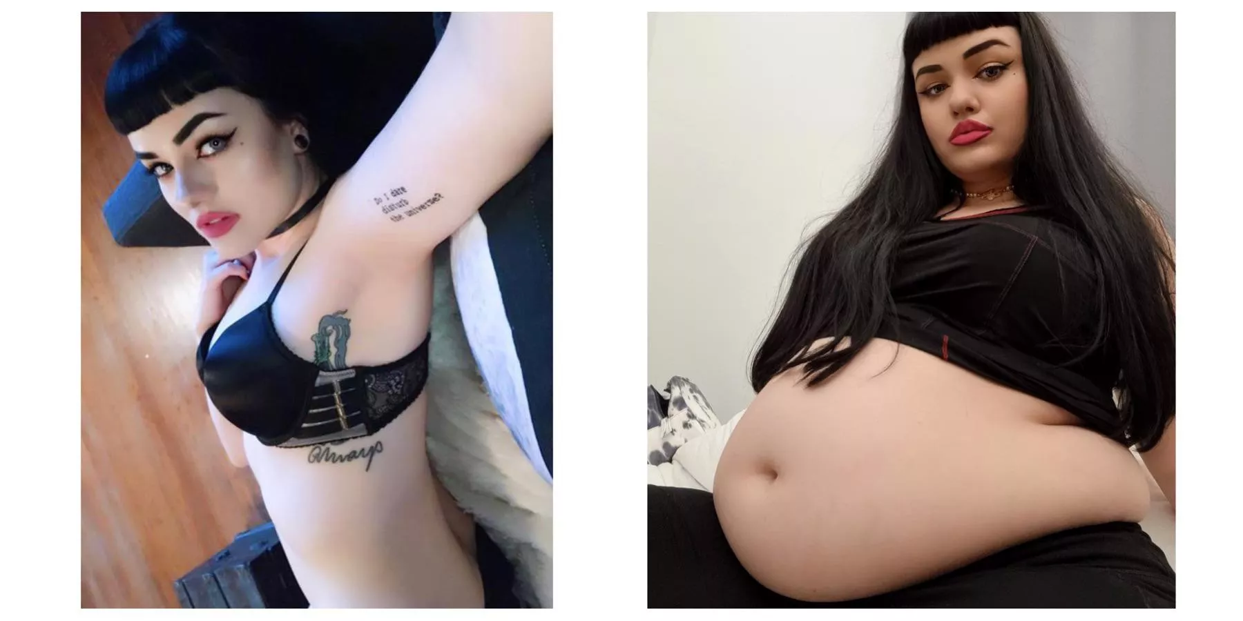 Remember that time I more than doubled my weight in just a couple years? 🐷 My love for getting bigger made me go from pin-up babe to sexy, gluttonous ball of lard 🤤