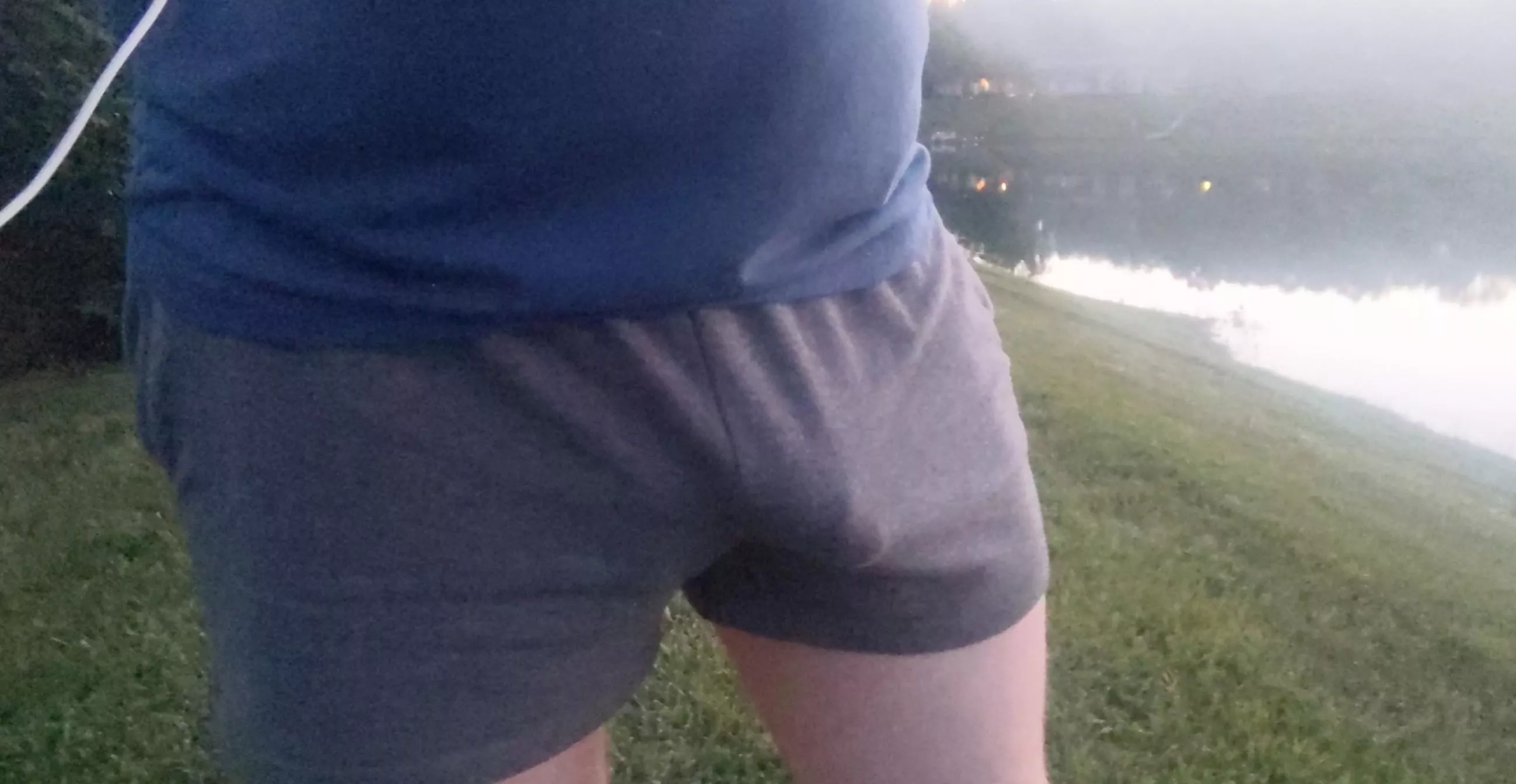 Rocking some mean sidepipe at the lake in my short shorts