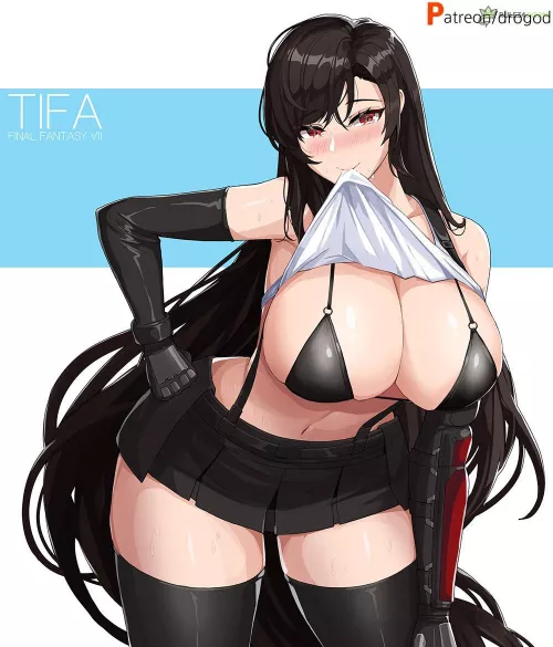 Rule 34 - bikini black bikini black bra black hair blush bra breasts [Final Fantasy, Final Fantasy Vii]