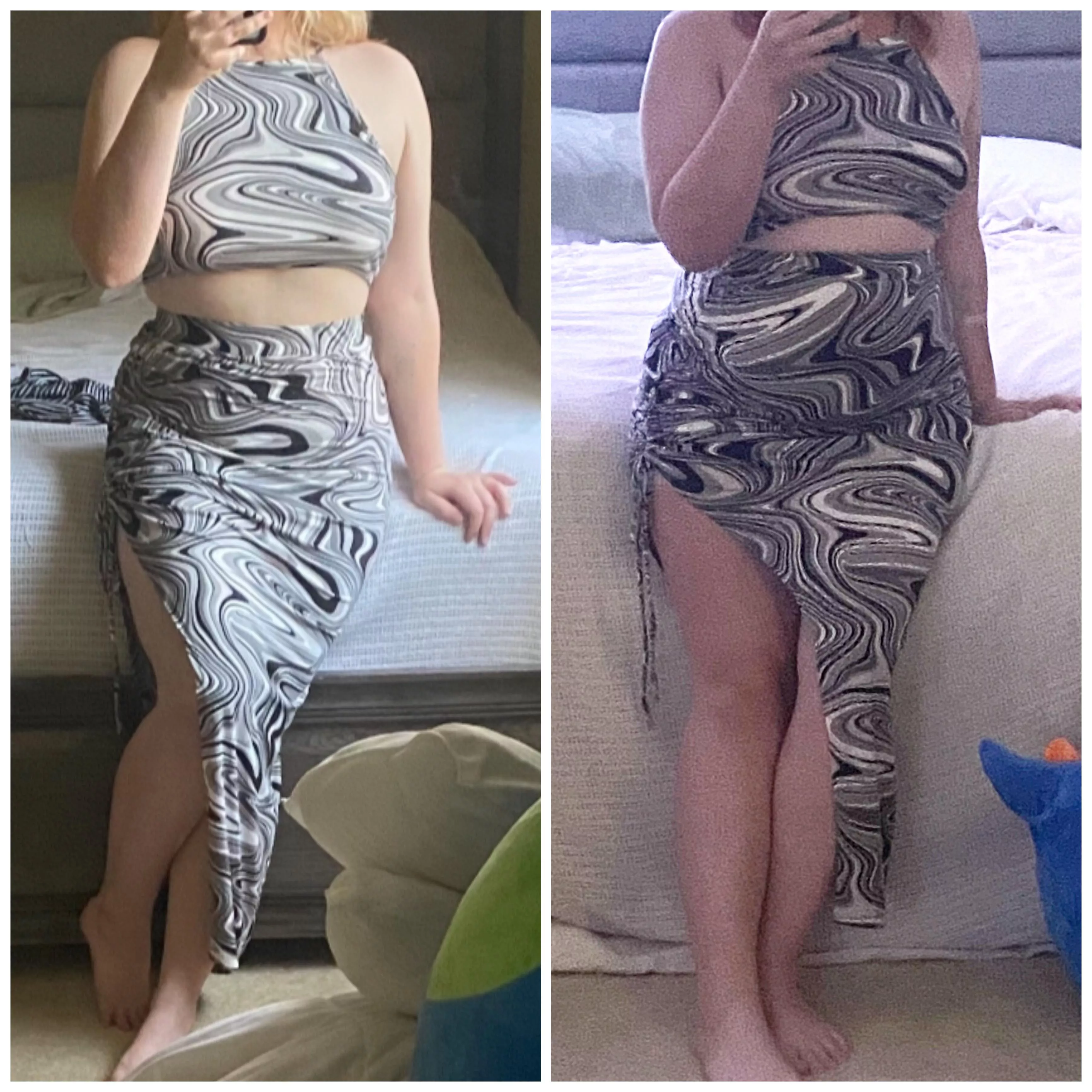 Same dress, 2 months apart ☠️