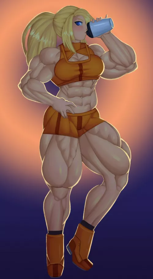 Samus drinking Her protein.(@NiSalasa)[Metroid][Smash Bros.