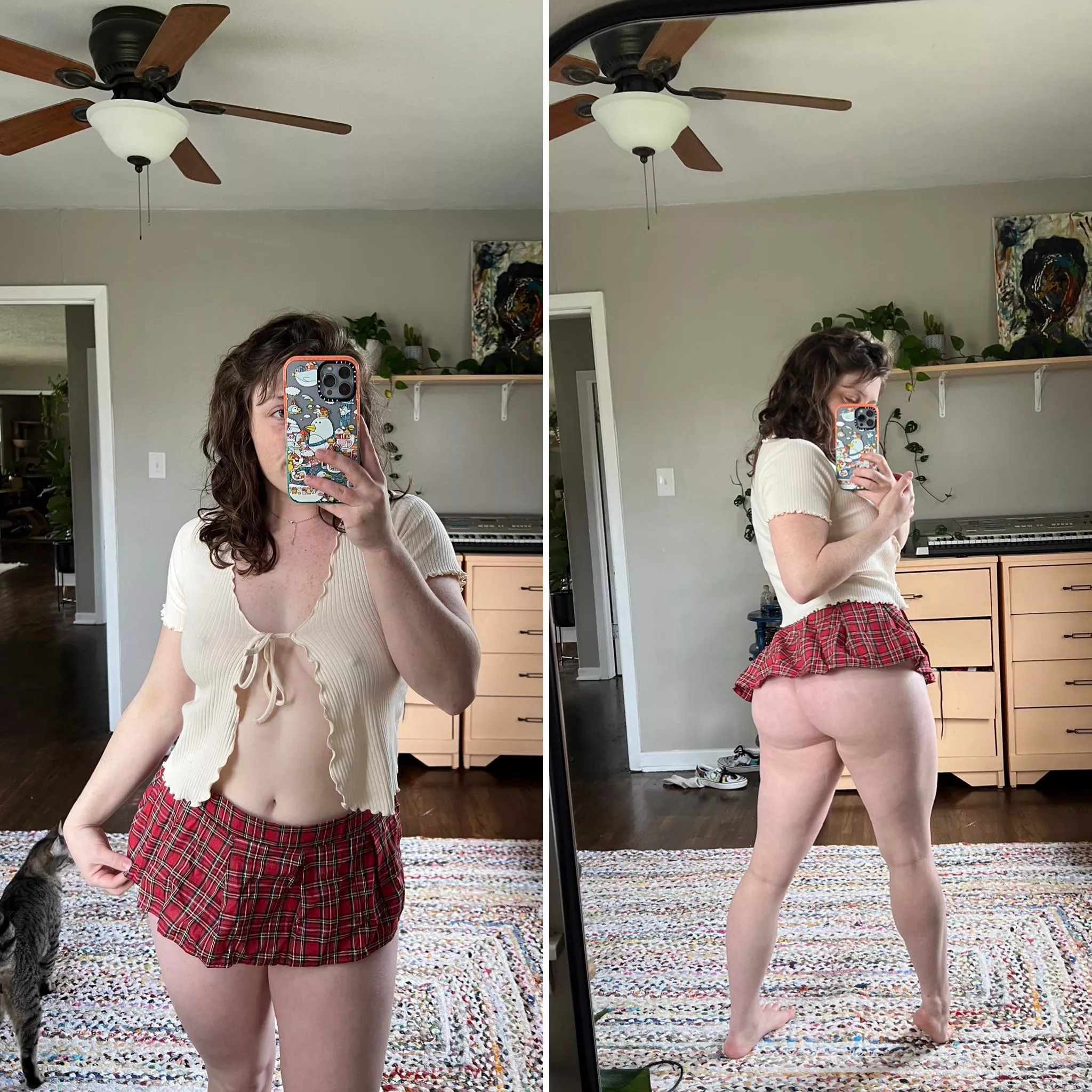 School girl skirt is a bit small