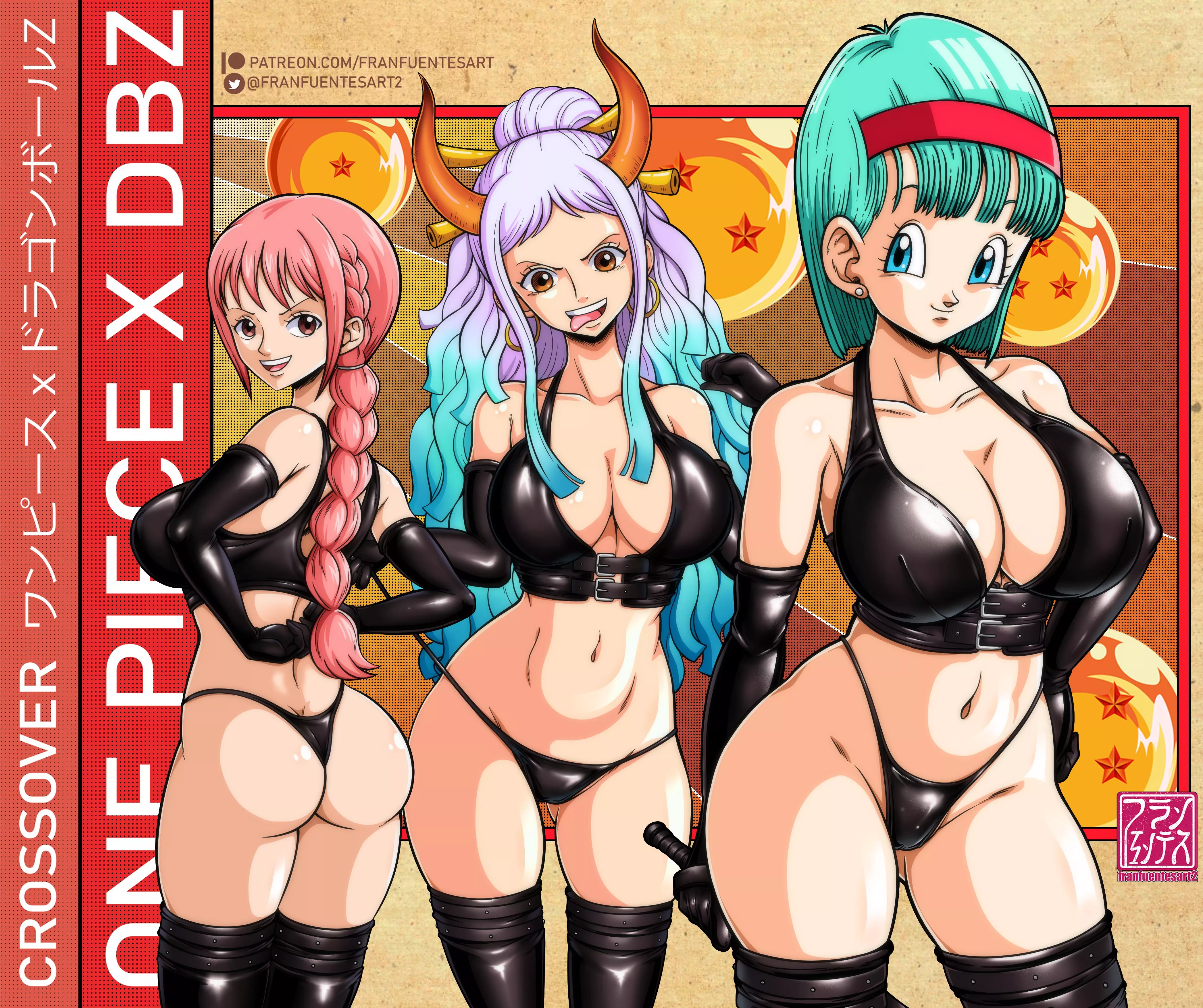 Sexy crossover! Rebecca x Yamato x Bulma! (FranFuentesArt2) [DBZ x One Piece]