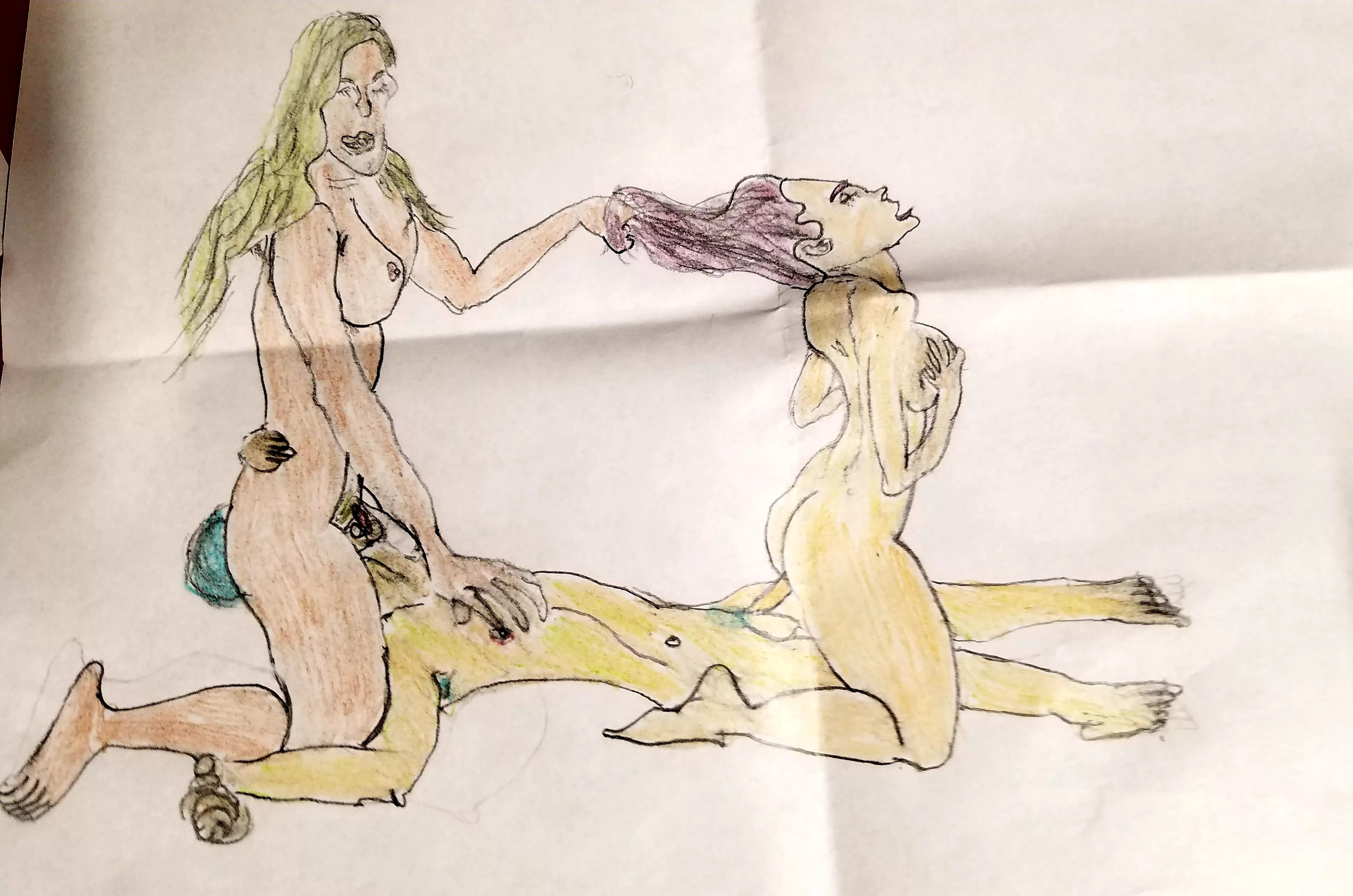 Sexy fantasy scene. #beastboy with 2 chicks