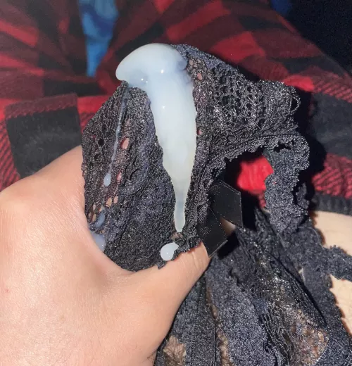 Shooting a load through gfs lace panties