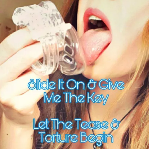 Slide it on and give Goddess the key....Let the tease & torture begin!