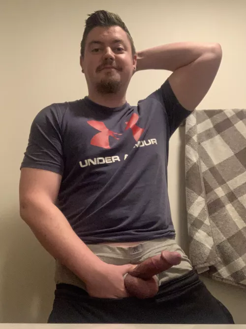 Smirking because I know at least one of you will enjoy seeing my throbbing cock this morning.