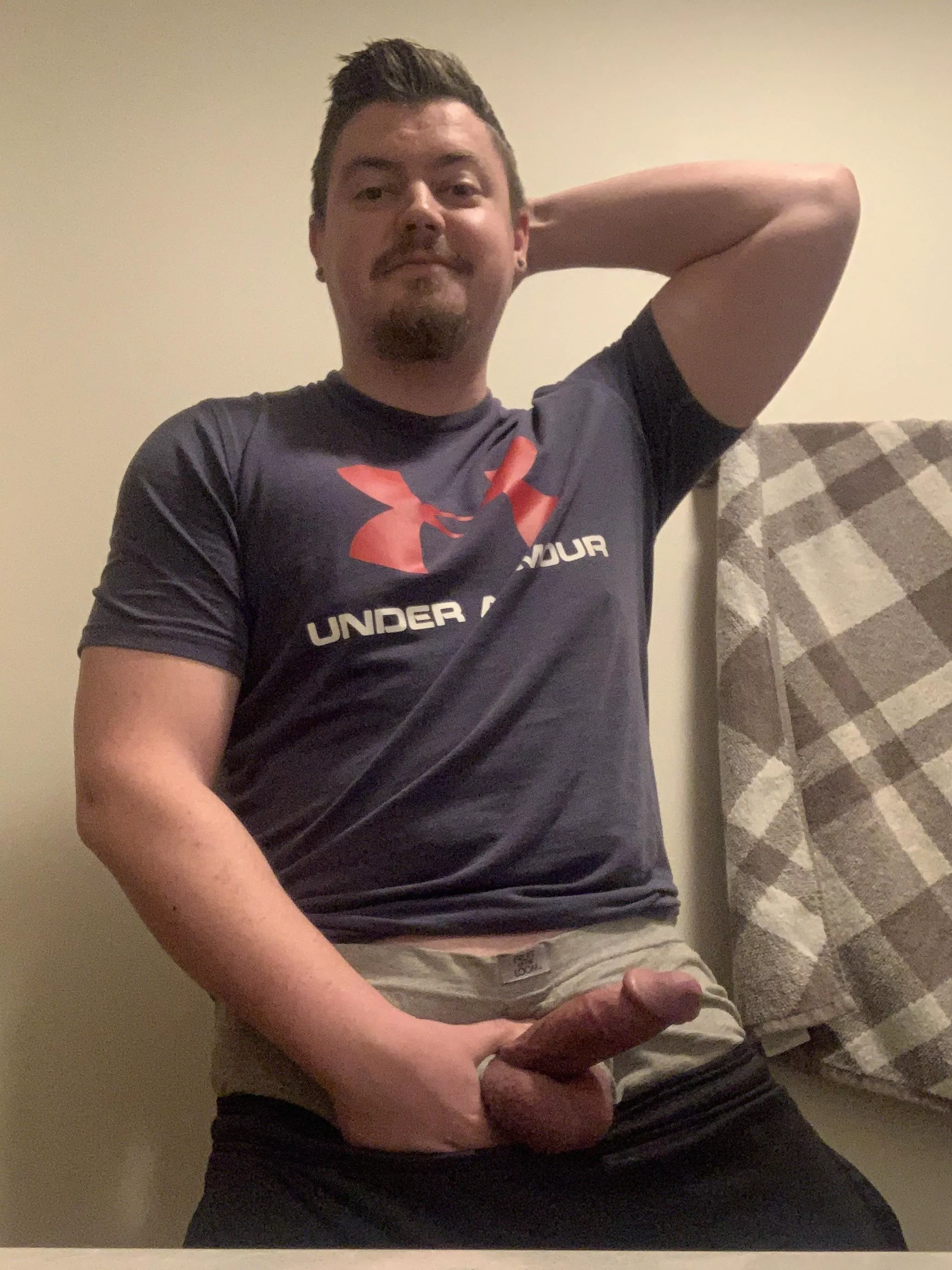 Smirking because I know at least one of you will enjoy seeing my throbbing cock this morning.