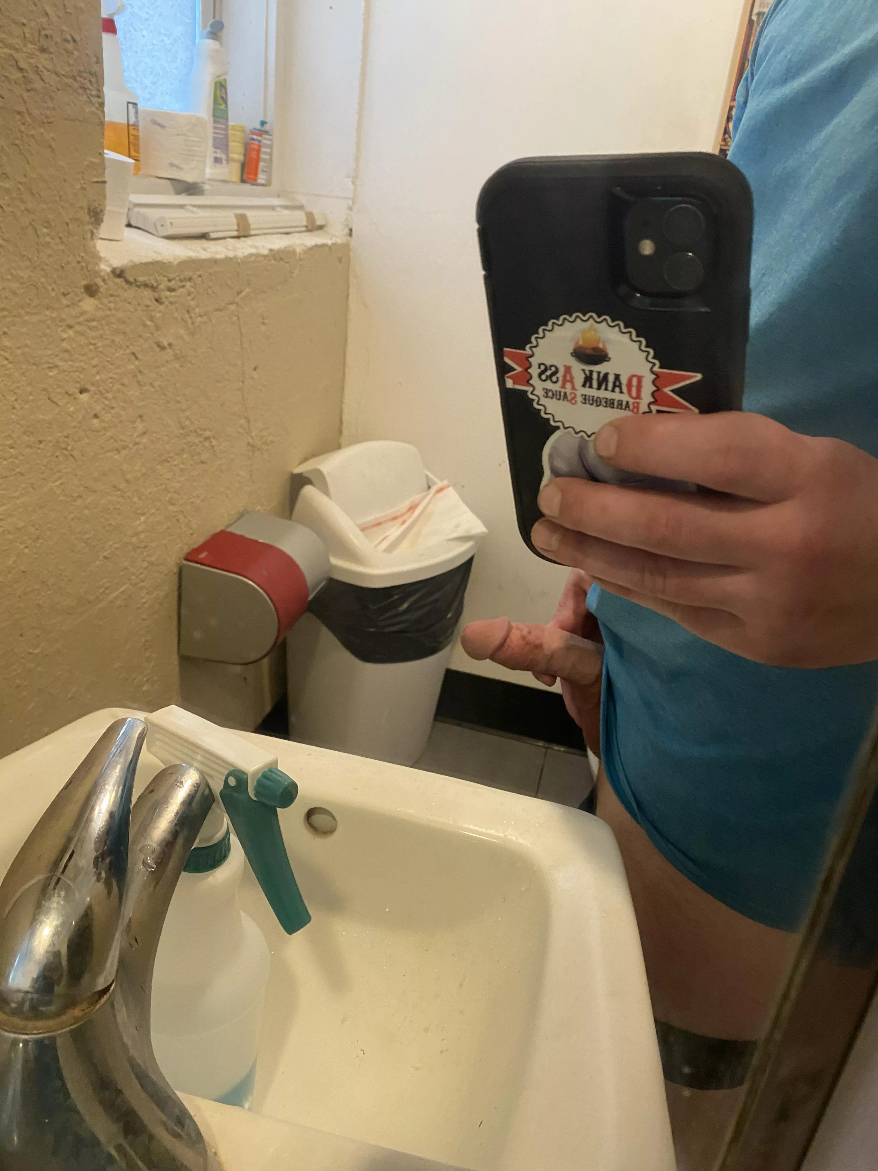 Snuck into the bathroom at work cuz I had such a hard on