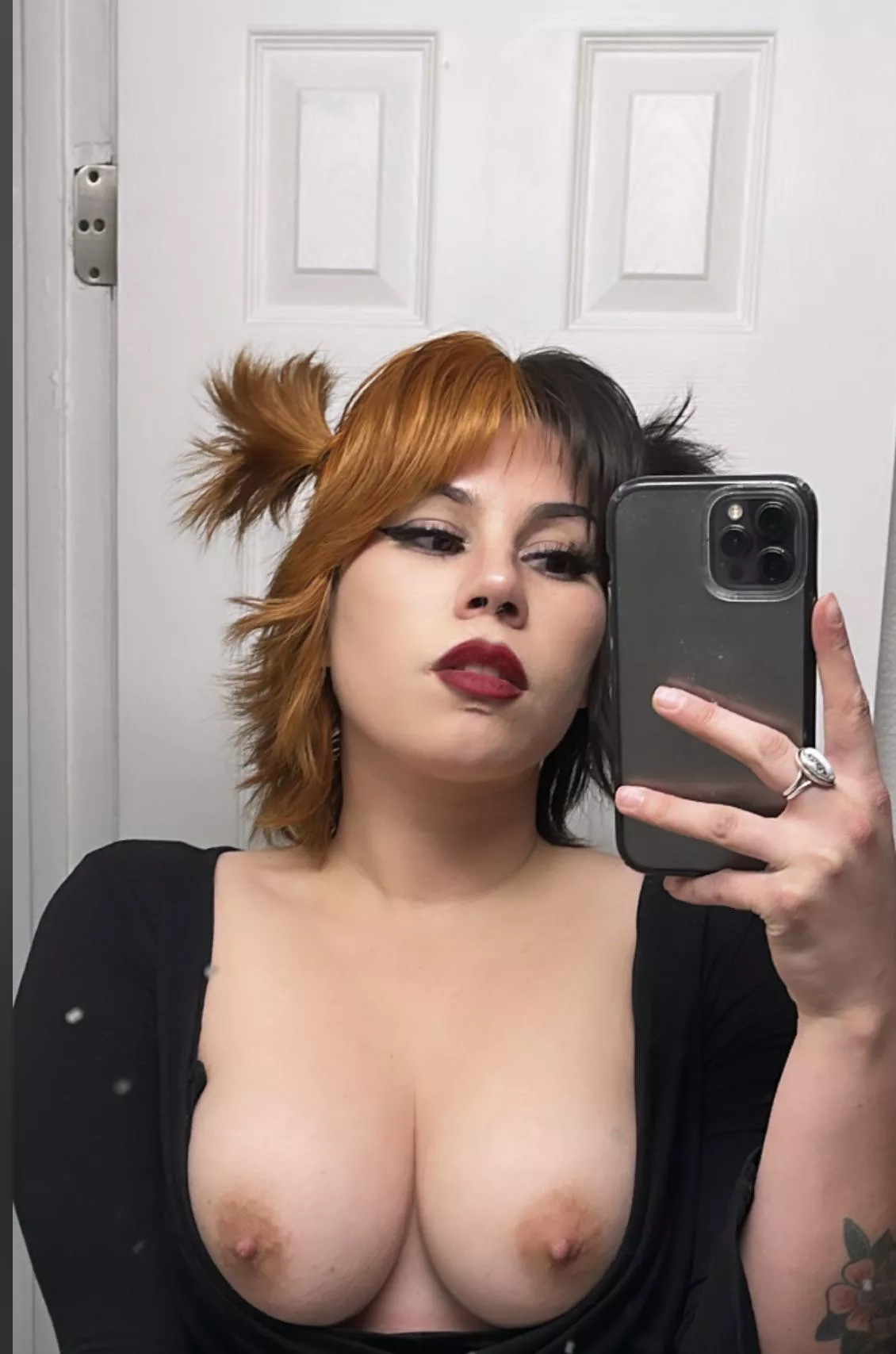 Some fun hiding under my work clothes. Anyone else the token emo girl at work? 🖤☠️