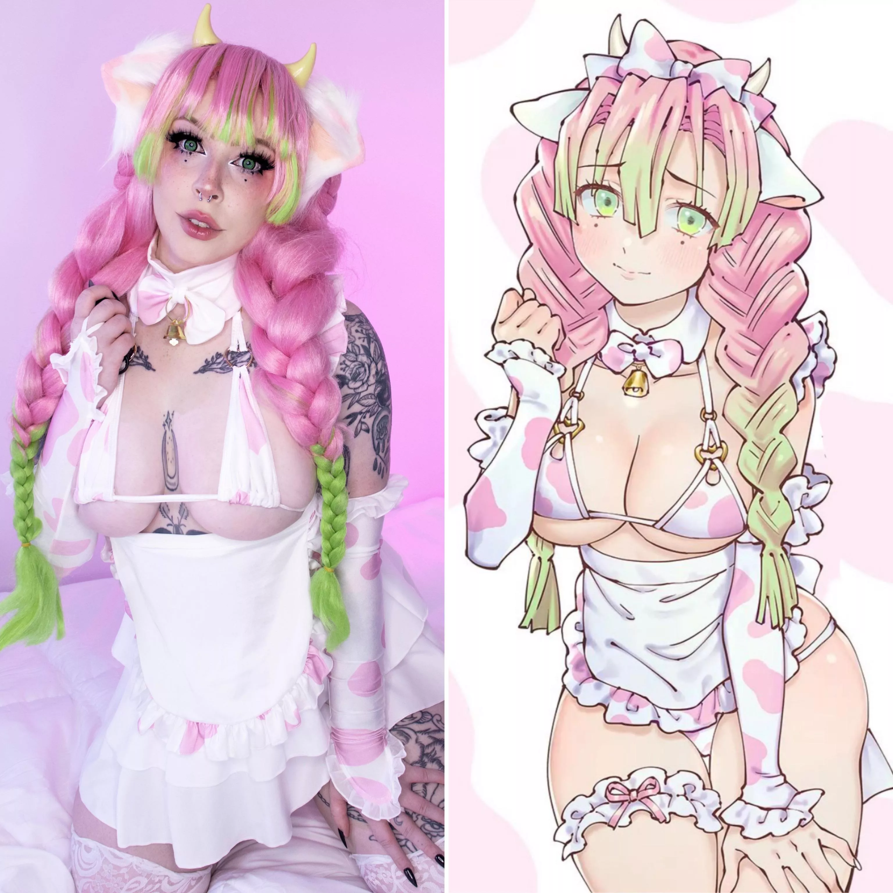 Strawberry Cow Maid Mitsuri Kanroji from Demon Slayer by Gothpixi