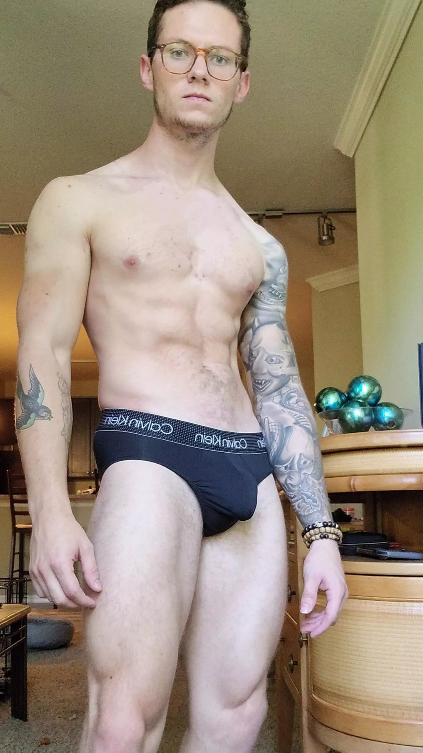 Sweaty post-workout bulge