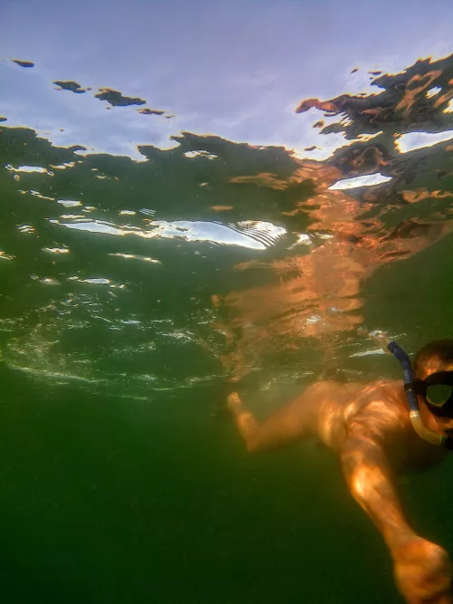 Swimming naked all year round, but looking forward to warmer water