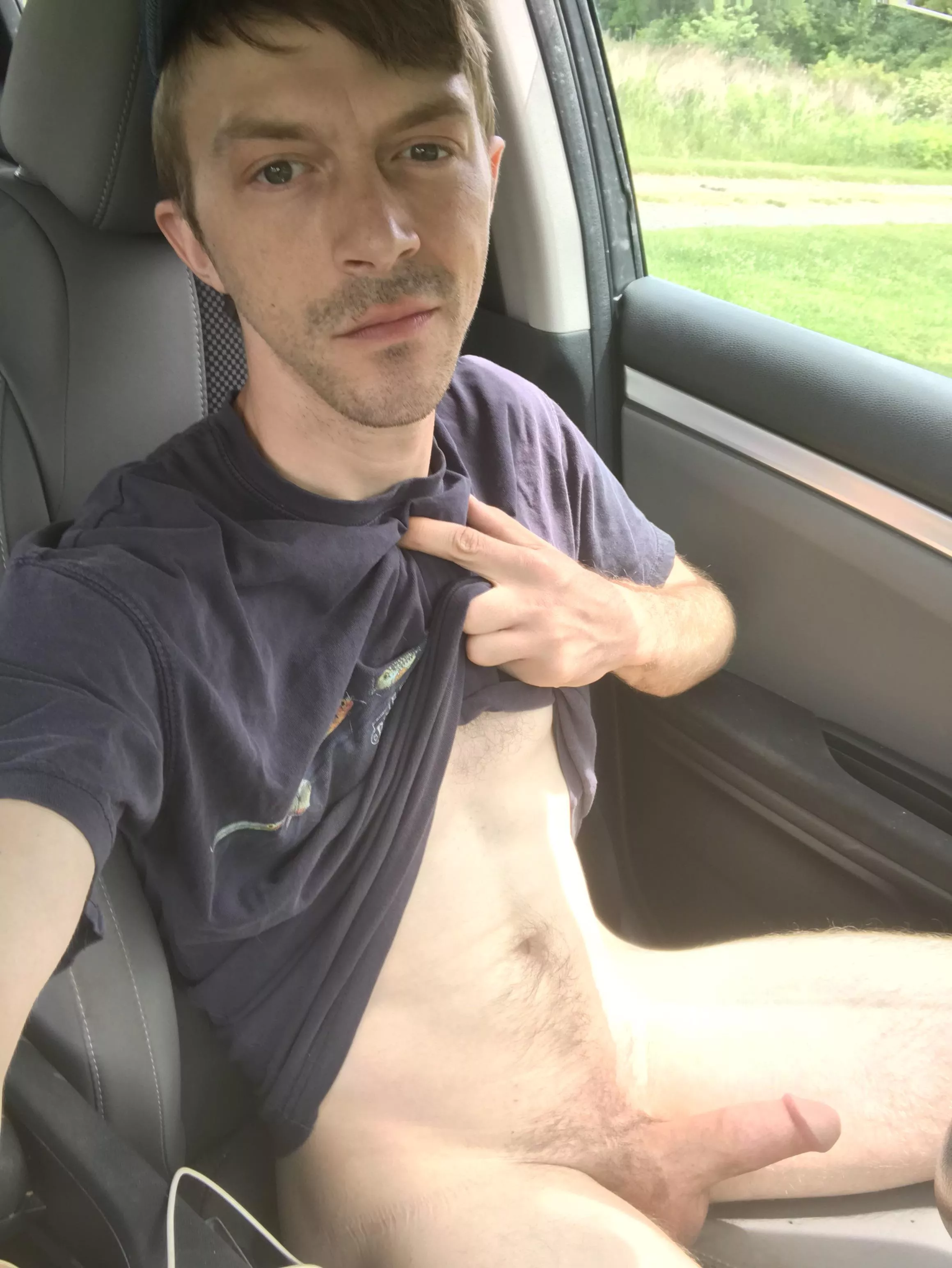 Taking my little cock out in the car… pms welcome