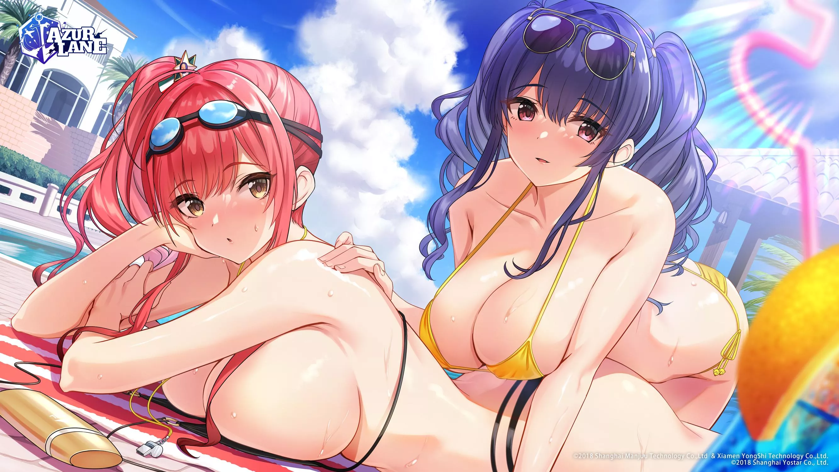 The face Zara and Pola make when they hear a young Commander needs help with lotion (Azur Lane)