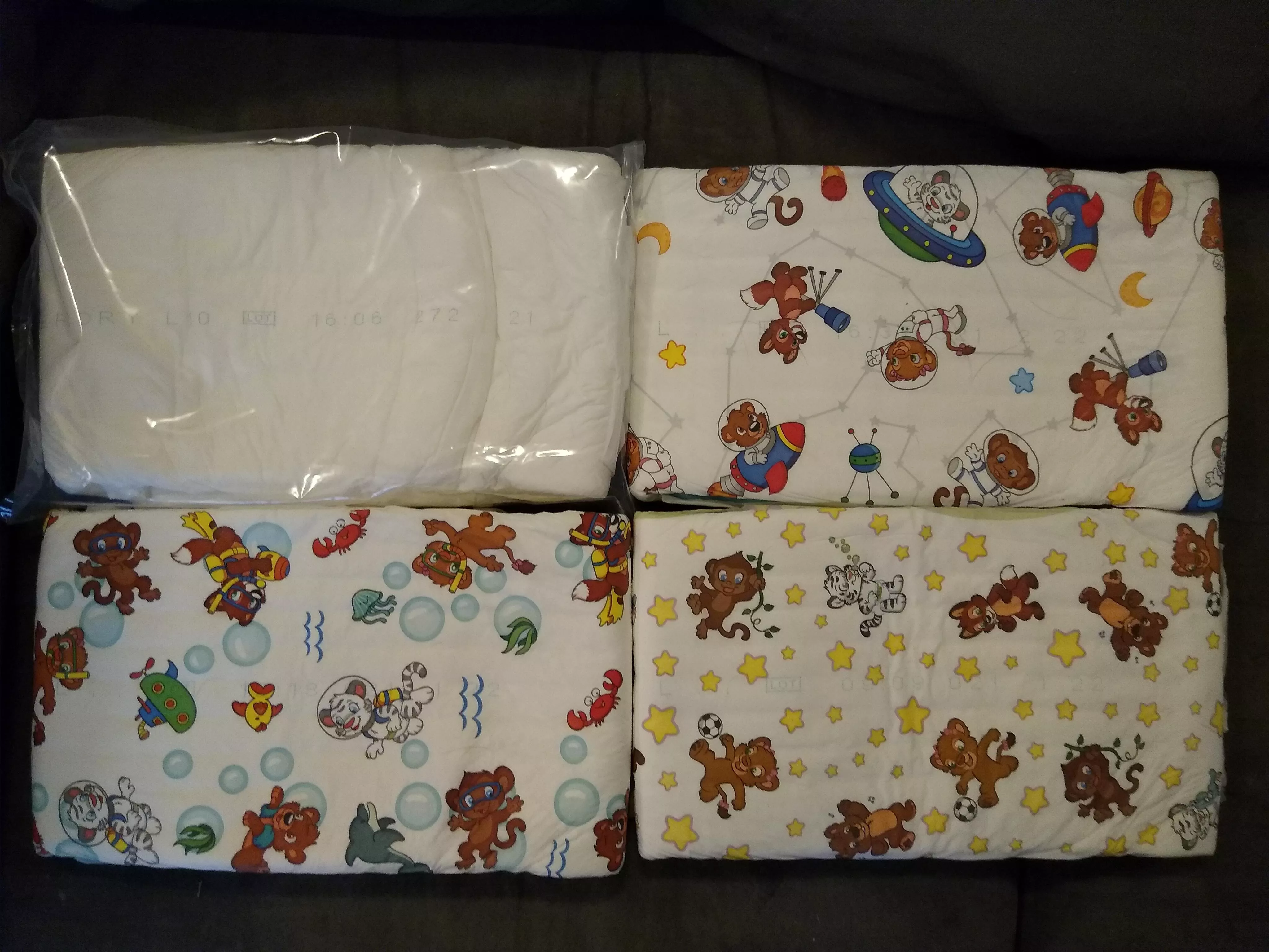 The four looks of the same diaper. (Betterdry/Crinklz)