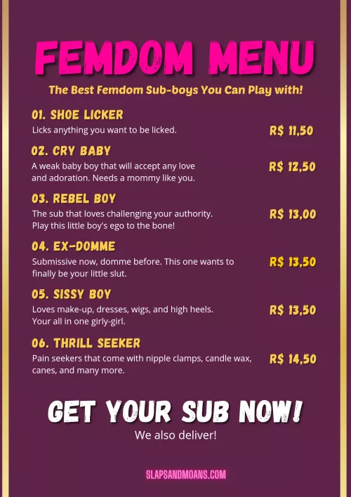 The New Menu For Dommes