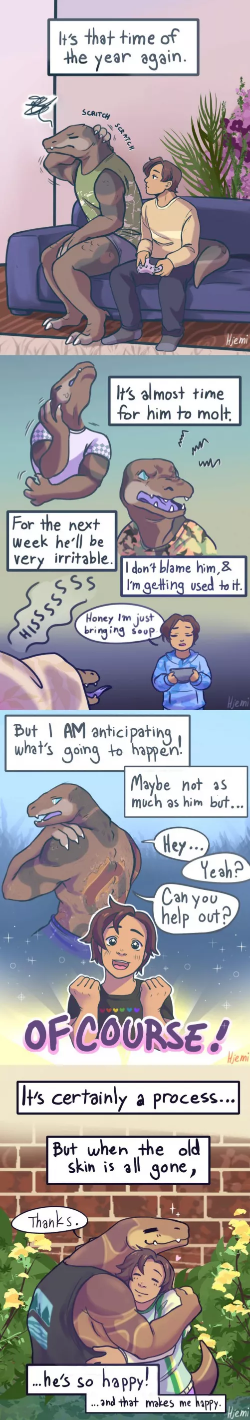 The struggles of having a lizard boyfriend - Artist: ‪@Hjemi_Art‬ (Twitter)