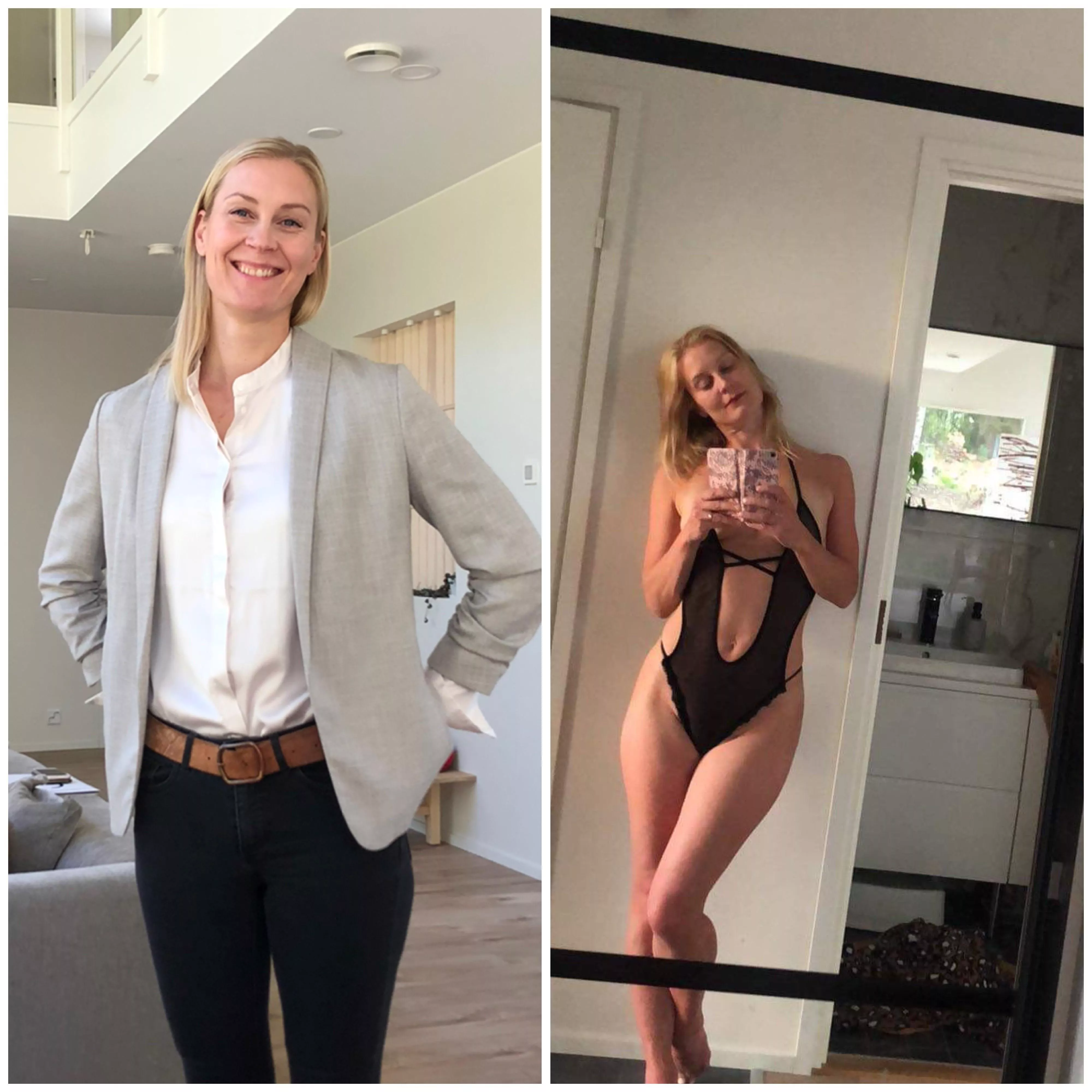 The wife(43) before work and after work….