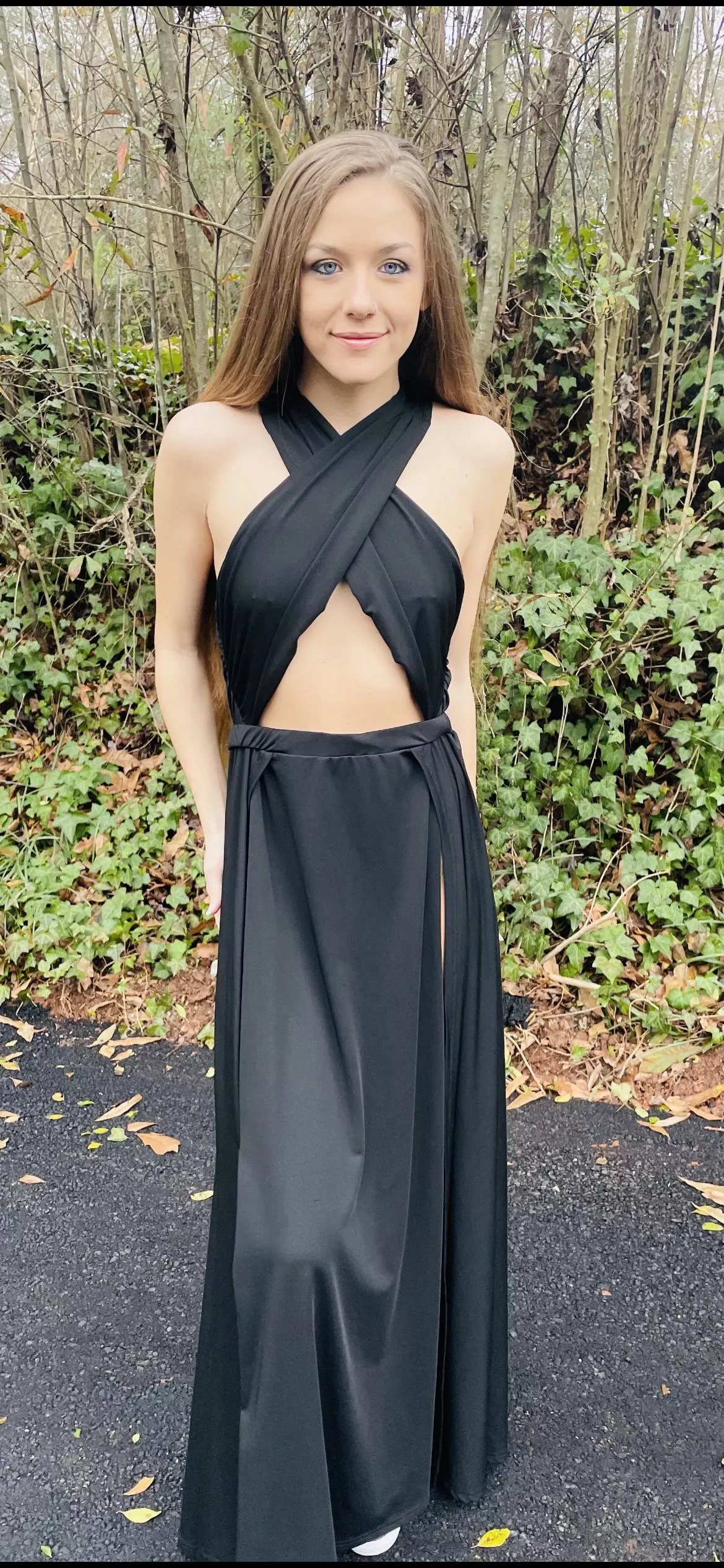 This is me in my favorite black dress that shows off my piercings.